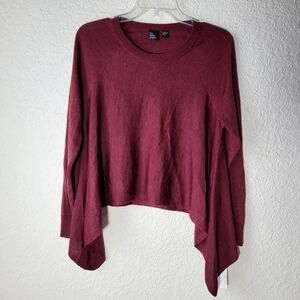 NWOT Eileen Fisher Merino Wool Italian yarn Sweater Burgundy Wine Red S/P